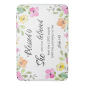 Tapis De Bain Luc 1:45 Béni est Elle, Écriture Féminine Floral (devant Vertical)