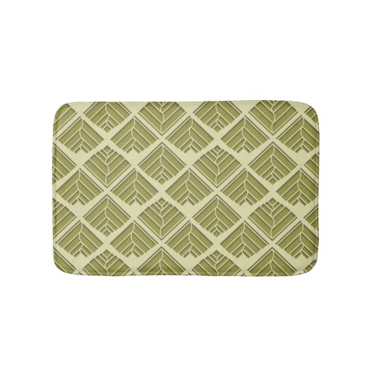 Tapis De Bain Lumière Motif carré feuille or Lime (Devant)