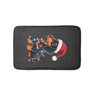 Tapis De Bain Lumières de Noël pour Teckel Chapeau de Père Noël 