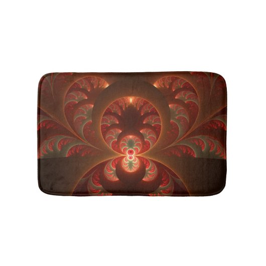 Tapis De Bain Lumineuse Abstrait moderne orange rouge fractal (Devant)