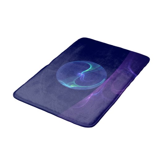 Tapis De Bain Lumineuse Bleu Violet Rêve Abstrait Fractal Art (Angle)