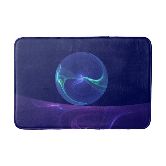 Tapis De Bain Lumineuse Bleu Violet Rêve Abstrait Fractal Art (Devant)