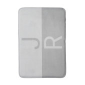 Tapis De Bain Lumineuses Gris & Gris Initiales Modernes Monogram (Devant (Vertical))
