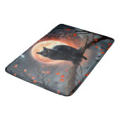 Tapis De Bain Lune de chat noir d'Halloween effrayant, (Angle)