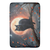 Tapis De Bain Lune de chat noir d'Halloween effrayant, (devant Vertical)