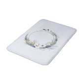 Tapis De Bain Lune de croissant bleu avec fleurs blanches (Angle)