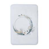 Tapis De Bain Lune de croissant bleu avec fleurs blanches (Devant (Vertical))