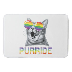 Tapis De Bain Lunettes de soleil arc-en-ciel Gay Pride Chat Drôl