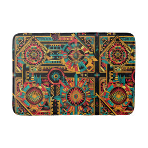 Tapis De Bain Lush Cyan "Aztec Dream" Mat de bain de confort