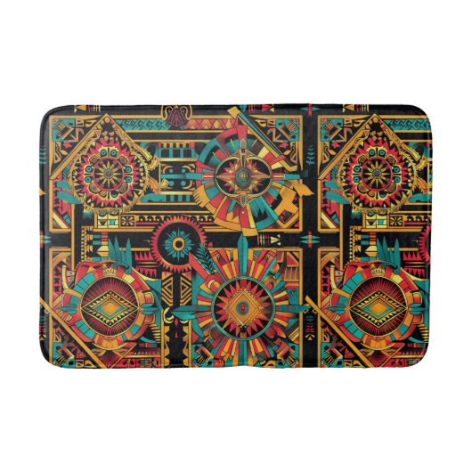 Tapis De Bain Lush Cyan "Aztec Dream" Mat de bain de confort (Devant)