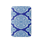 Tapis De Bain Luxe blanc-bleu, ornement turc. (Devant (Vertical))