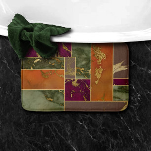 Tapis De Bain Luxe d'automne Joyau d'or géométrique Marbre de