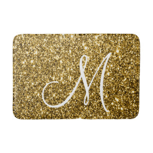 Tapis De Bain Luxe Gold Parties scintillant Élégante Monogramm