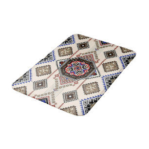 Tapis De Bain Luxe monochrome et médaillon tribal ocre