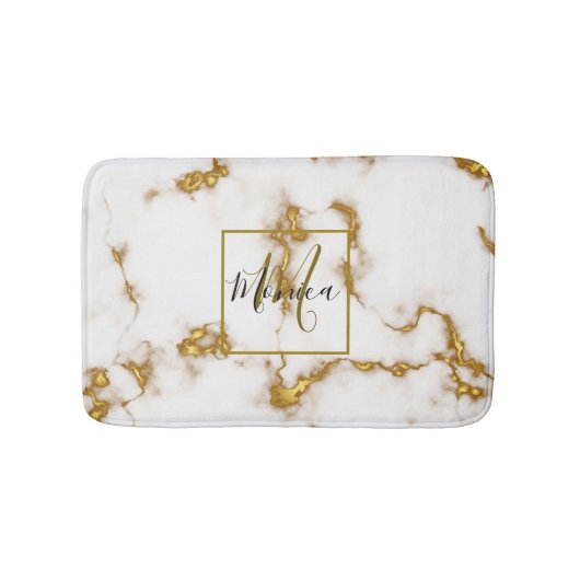 Tapis De Bain Luxe royal élégant Marble Gold monogramme (Devant)
