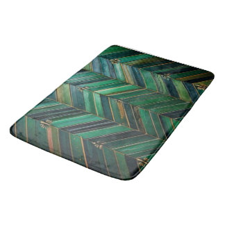 Tapis de Bain Luxueux Chevron Sarcelle et Incursio