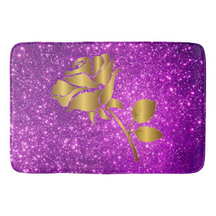 Tapis De Bain Luxueux Floral Purple Gold Parties scintillant