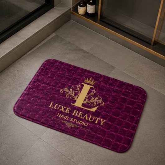 Tapis De Bain Luxury Crocodile Leather Monogram Gold Initial 