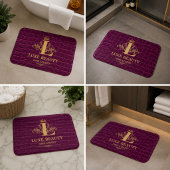 Tapis De Bain Luxury Crocodile Leather Monogram Gold Initial 