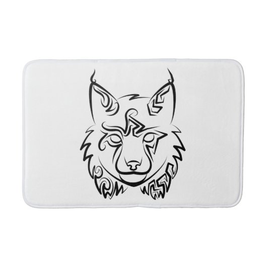 Tapis De Bain Lynx tribale noire et blanche (Devant)