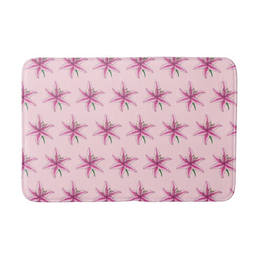 Tapis De Bain Lys rose Fleur Floral Imprimer Lys Jardin (Devant)