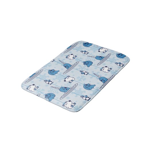 Tapis De Bain M. Narwhal Blue Snowflake Motif (Angle)
