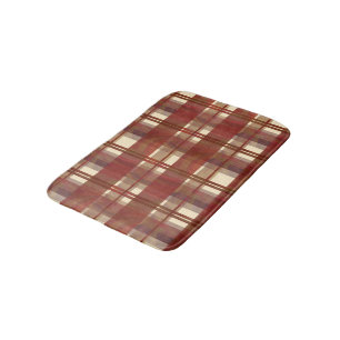 Tapis De Bain Madras Plaid Fall Red