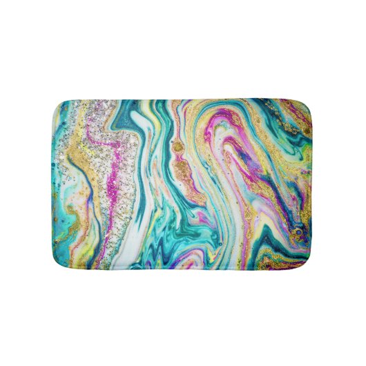 Tapis De Bain Magic Marbling : Metallic Paint Design. (Devant)