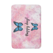 Tapis De Bain Magical blue butterfly pink glitter art (Devant (Vertical))