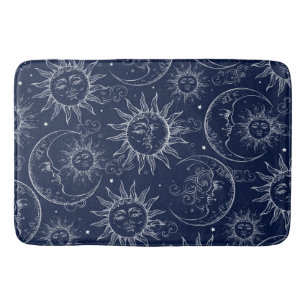 Tapis De Bain Magie Bleue Vintage Ciel Soleil Lune Étoiles