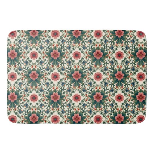Tapis De Bain Magie des fleurs boho - dans des nuances de vert e (Devant)