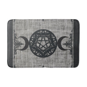Tapis De Bain Magie noire Triple Lune Pentagramme Vintage Wiccan