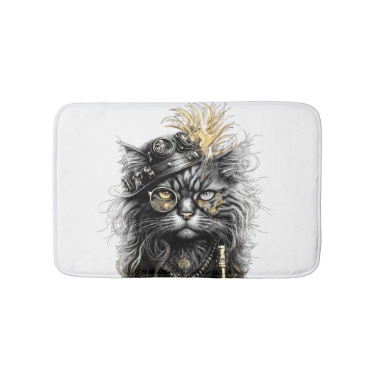 Tapis De Bain Magnifique chat Steampunk (Devant)