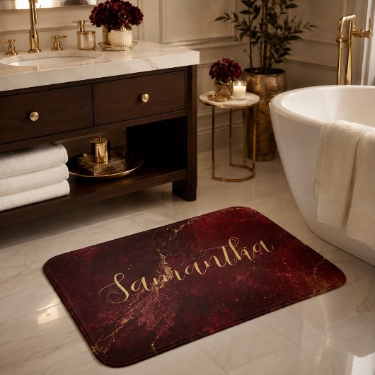 Tapis De Bain Magnifique Marbre Bourgogne Or Script