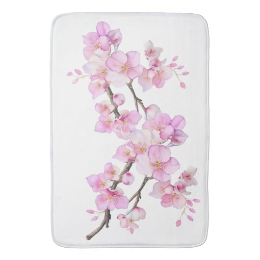 Tapis De Bain Magnifiques fleurs de cerisier à l'aquarelle rose (devant Vertical)