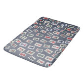 Tapis De Bain MahJongg mosaïques design sur bleu foncé (Angle)