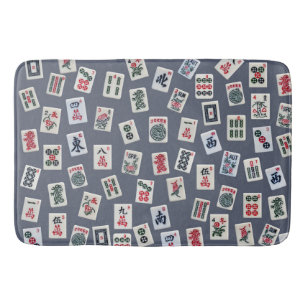 Tapis De Bain MahJongg mosaïques design sur bleu foncé