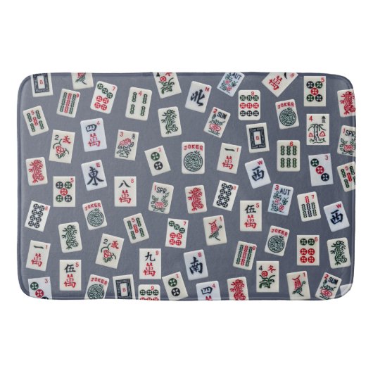 Tapis De Bain MahJongg mosaïques design sur bleu foncé (Devant)