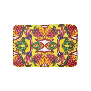Tapis De Bain Main Dessinée : Élégance Ornementale Florale.
