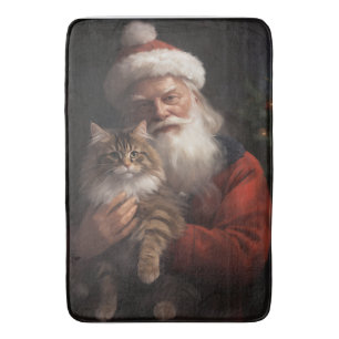 Tapis De Bain Maine Coon avec Noël Festif du Père Noël