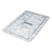 Tapis De Bain Maison Bleue Blanc Floral Monogramme (Angle)