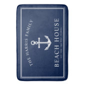 Tapis De Bain Maison de plage Nautical| Welcome Navy et White (devant Vertical)