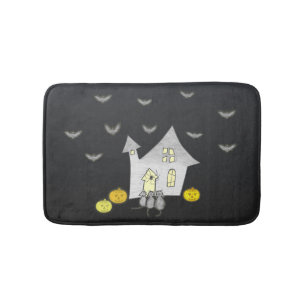 Tapis De Bain Maison d'Halloween, Chats noirs, Chats, Chauves-so
