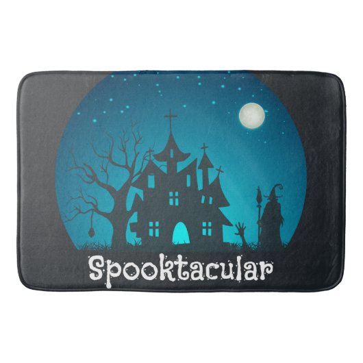 Tapis De Bain Maison hantée bleue et noire Spooktacular (Devant)