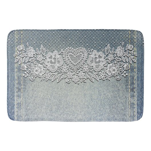 Tapis De Bain Maison rustique Kraft & Lace Blanche (Devant)