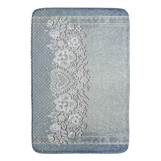 Tapis De Bain Maison rustique Kraft & Lace Blanche (devant Vertical)