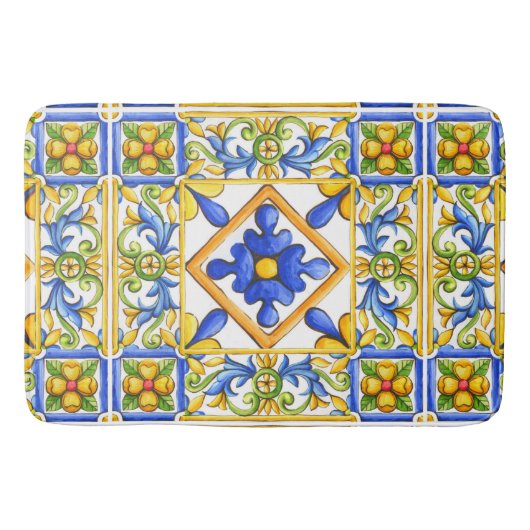 Tapis De Bain Majolica, tuile espagnole, méditerranée (Devant)