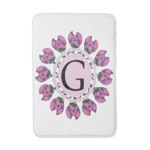 Tapis De Bain Majuscule G monogramme floral