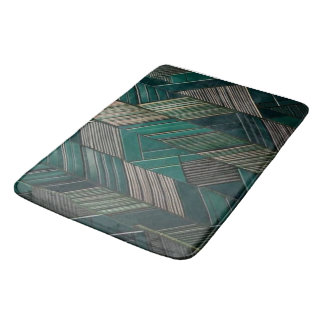Tapis De Bain Malachite de minuit : Teal Art déco moderne