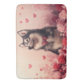 Tapis De Bain Malamute d'Alaska avec des roses - Saint-Valentin (devant Vertical)